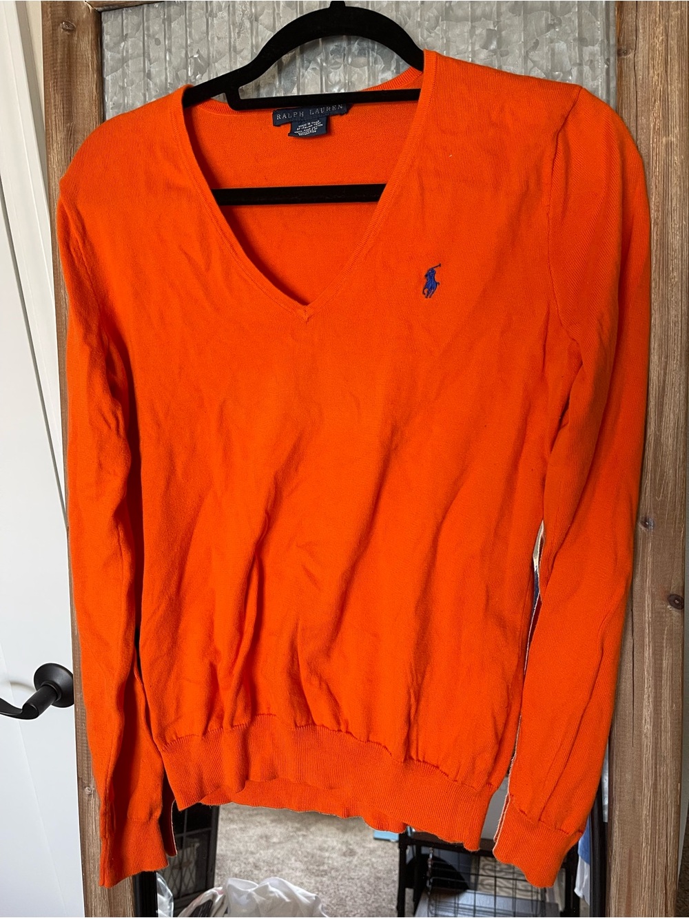 Ralph Lauren Bright Orange Knit Top with Navy Label